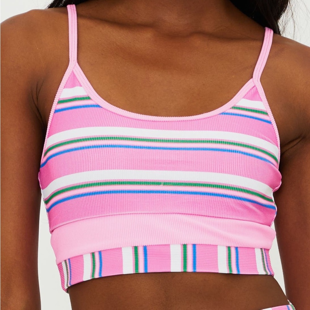 Beach Riot Pink Striped Bikini Top